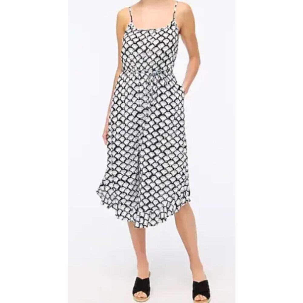 J.CREW Women Beautiful‎ Curved Ruffle Hem Midi Dress Lightweight Size 4 MSRP $98